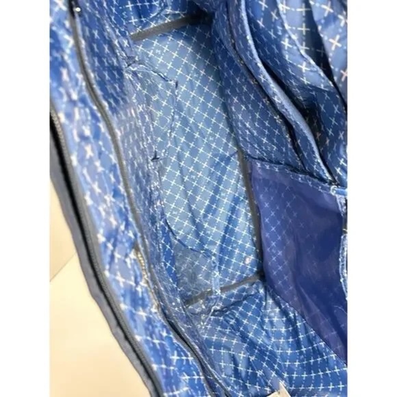 Lug Avion Navy Blue Convertible Tote Bag Quilted Overnighter Travel Glitter - Picture 13 of 14